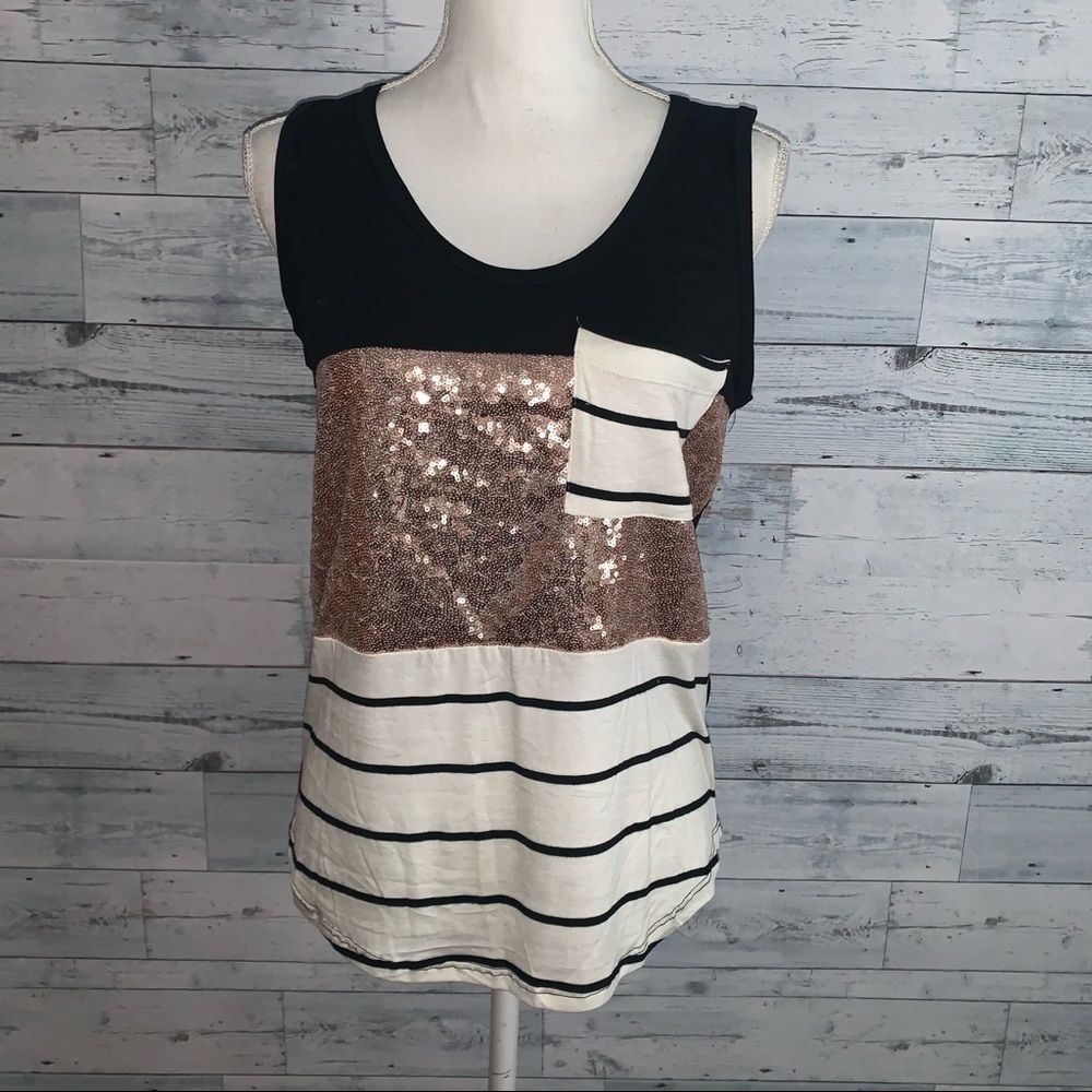 7th Ray Sequin Color Block Tank Top - image 1